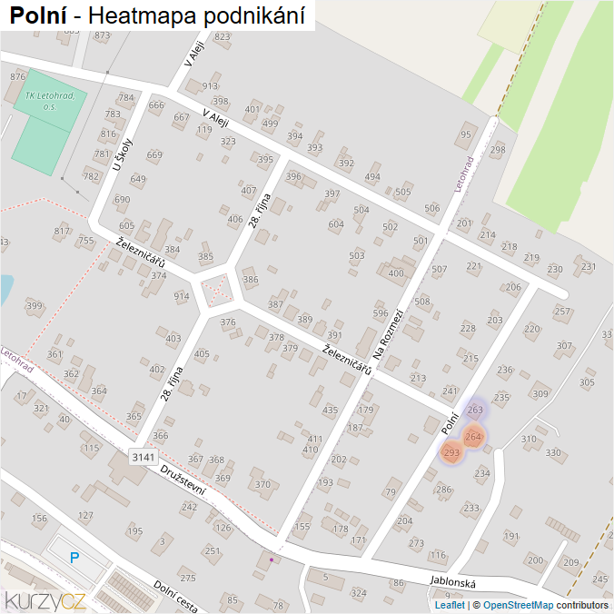 Mapa Polní - Firmy v ulici.