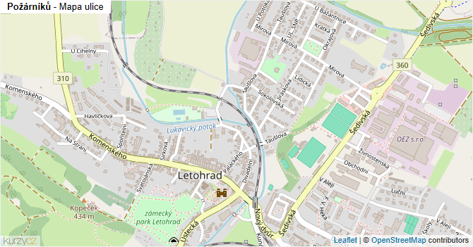 Požárníků - mapa ulice