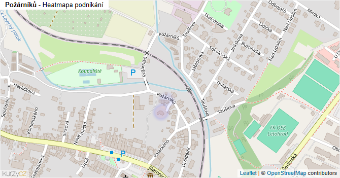 Požárníků - mapa podnikání