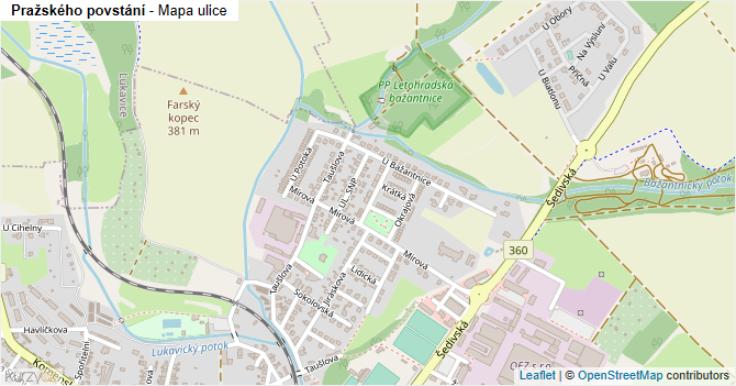 Pražského povstání - mapa ulice