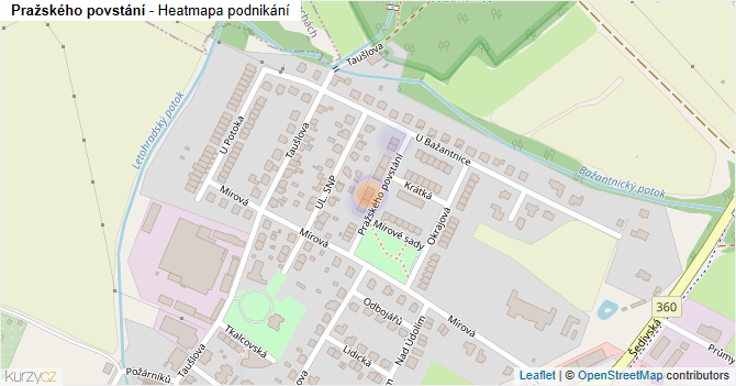 Pražského povstání - mapa podnikání