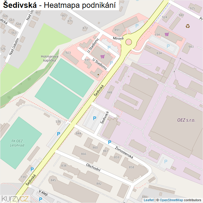 Mapa Šedivská - Firmy v ulici.