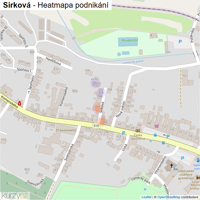 Mapa Sirková - Firmy v ulici.