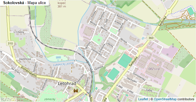 Sokolovská - mapa ulice