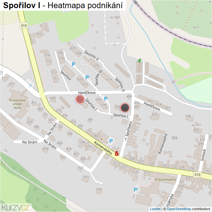 Mapa Spořilov I - Firmy v ulici.