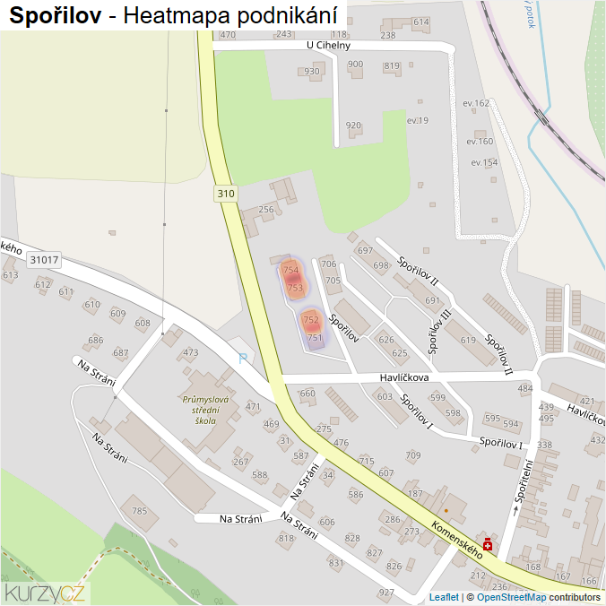 Mapa Spořilov - Firmy v ulici.