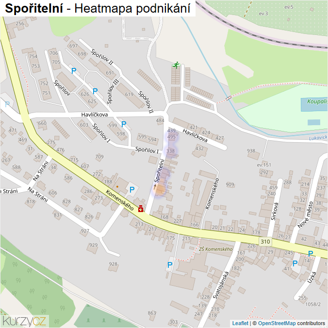 Mapa Spořitelní - Firmy v ulici.