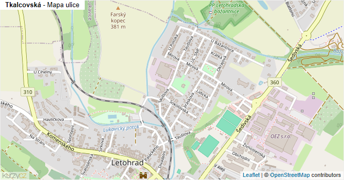 Tkalcovská - mapa ulice