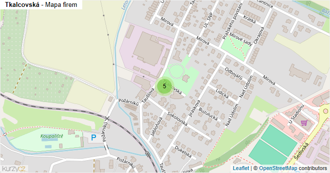 Tkalcovská - mapa firem