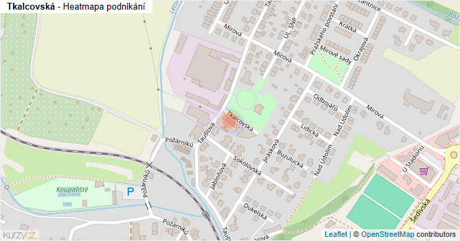 Tkalcovská - mapa podnikání