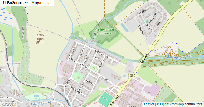 U Bažantnice - mapa ulice