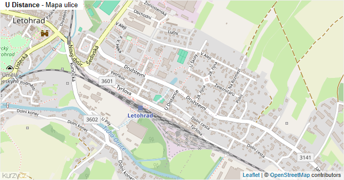 U Distance - mapa ulice