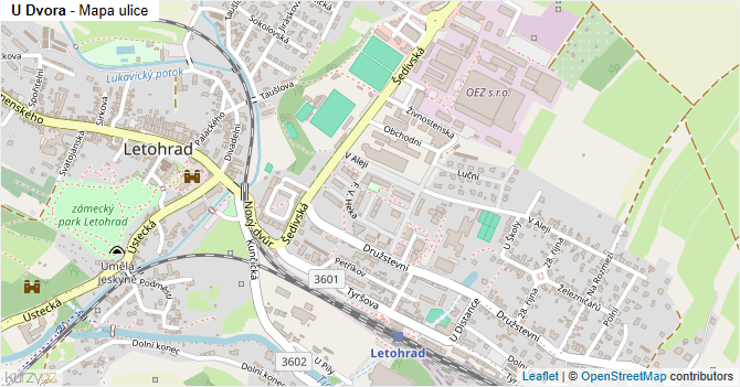 U Dvora - mapa ulice