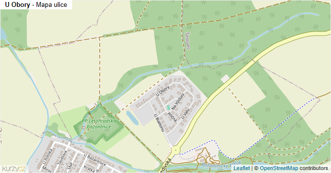 U Obory - mapa ulice