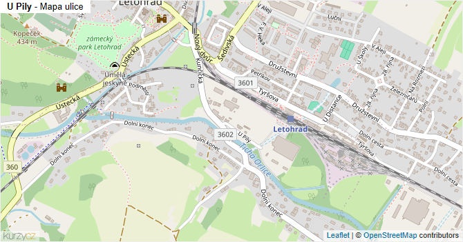 U Pily - mapa ulice