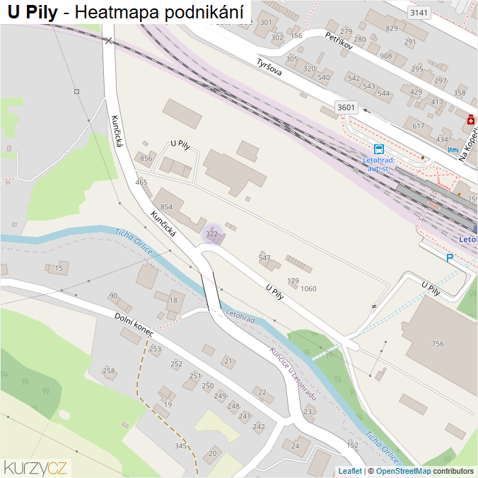 Mapa U Pily - Firmy v ulici.