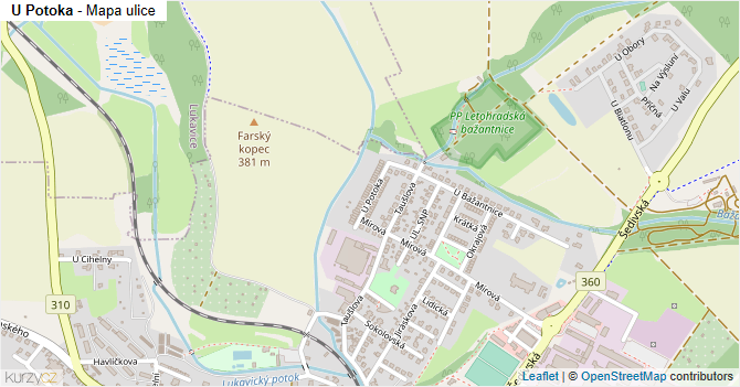 U Potoka - mapa ulice