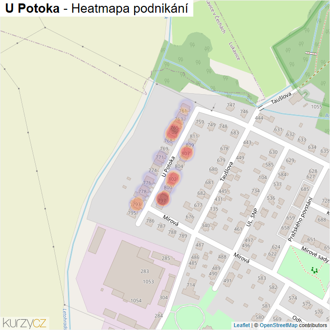 Mapa U Potoka - Firmy v ulici.