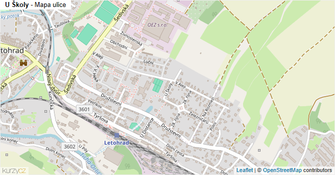 U Školy - mapa ulice