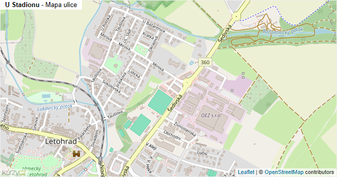U Stadionu - mapa ulice
