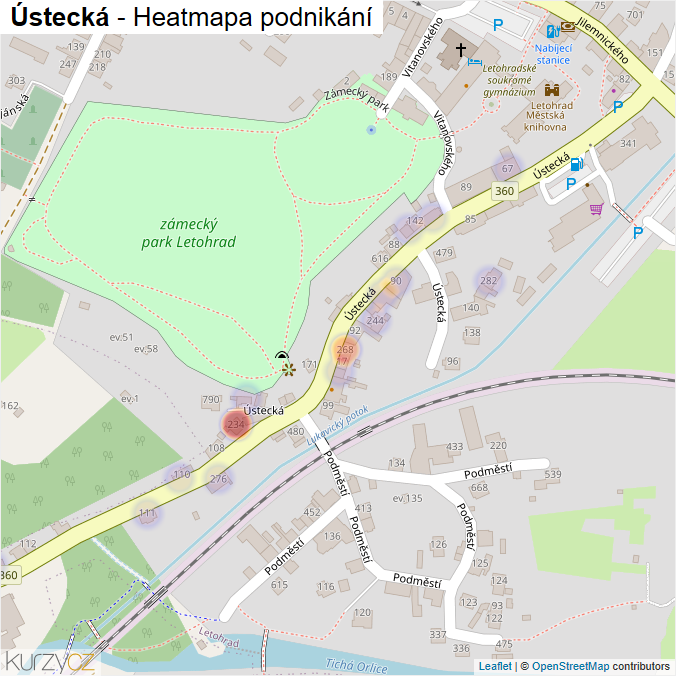 Mapa Ústecká - Firmy v ulici.