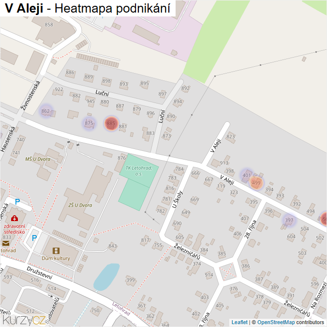 Mapa V Aleji - Firmy v ulici.