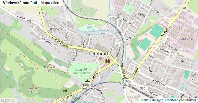 Václavské náměstí - mapa ulice