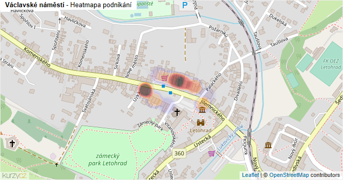Václavské náměstí - mapa podnikání