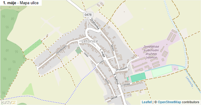 1. máje - mapa ulice