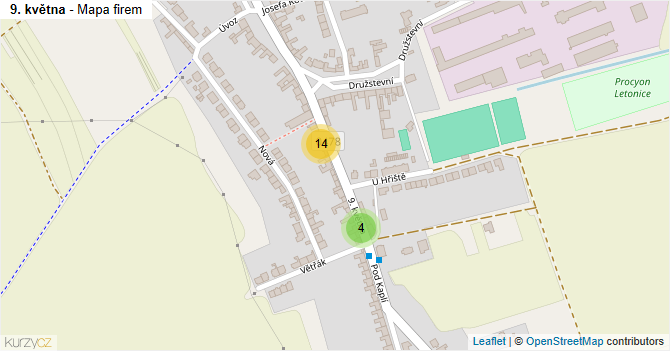 9. května - mapa firem
