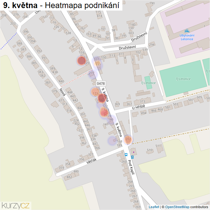 Mapa 9. května - Firmy v ulici.