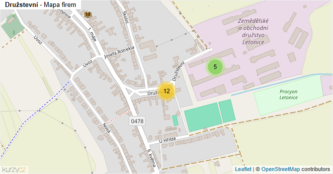 Družstevní - mapa firem