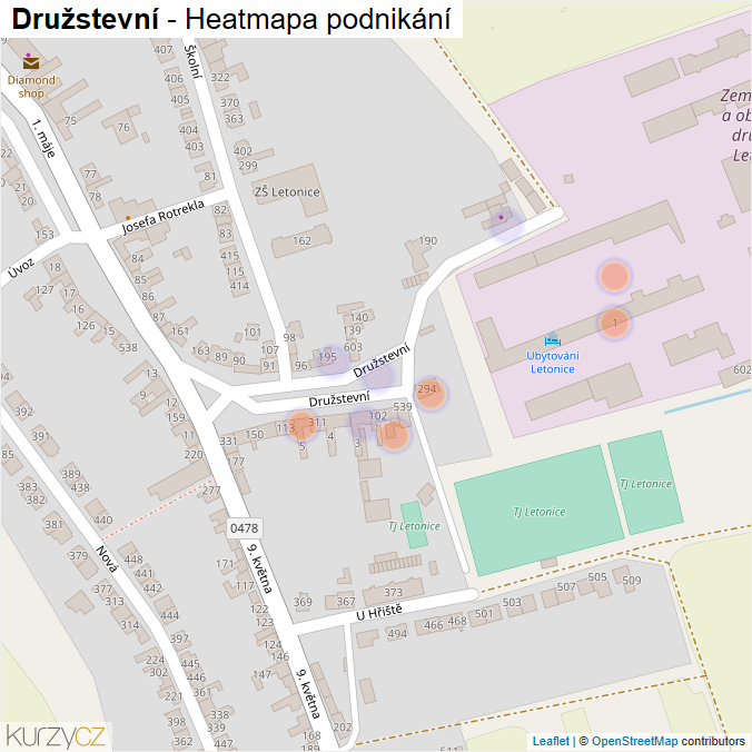 Mapa Družstevní - Firmy v ulici.