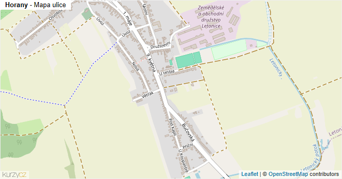 Horany - mapa ulice