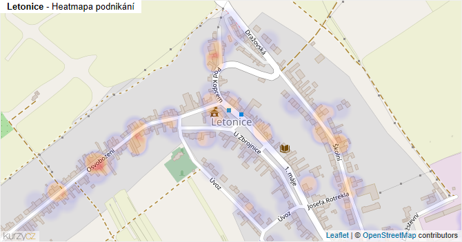 Letonice - mapa podnikání