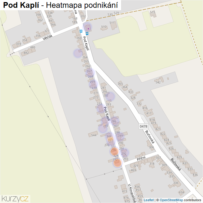 Mapa Pod Kaplí - Firmy v ulici.