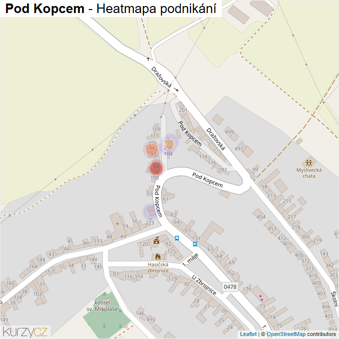 Mapa Pod Kopcem - Firmy v ulici.