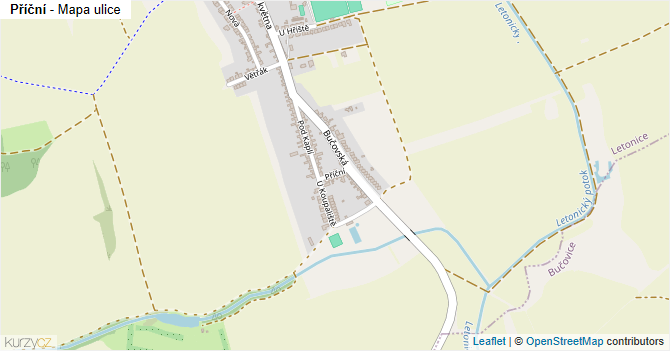 Příční - mapa ulice