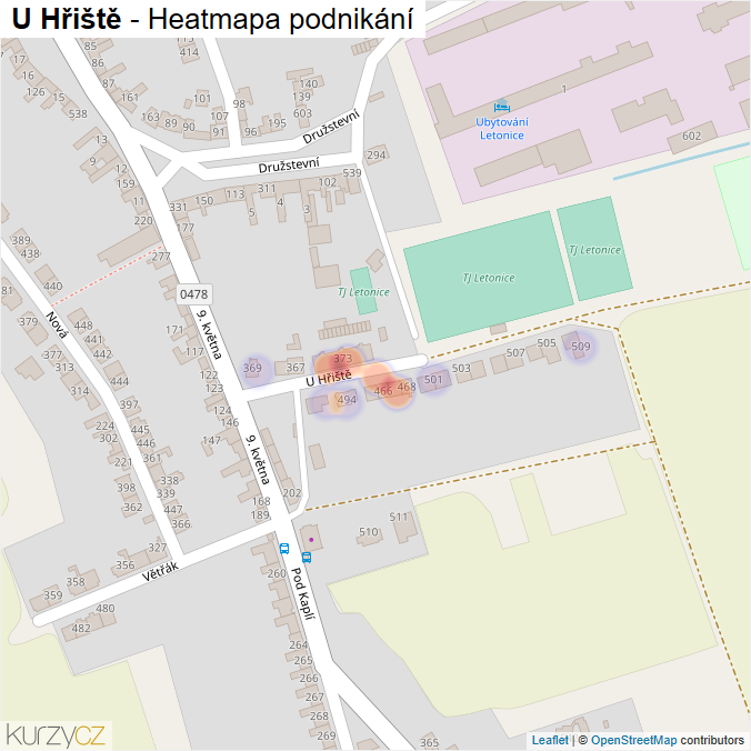 Mapa U Hřiště - Firmy v ulici.