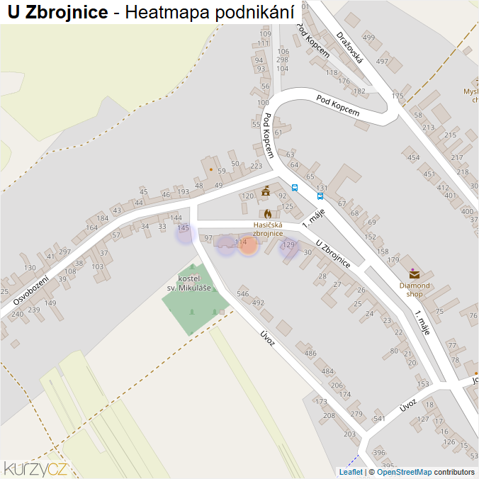 Mapa U Zbrojnice - Firmy v ulici.