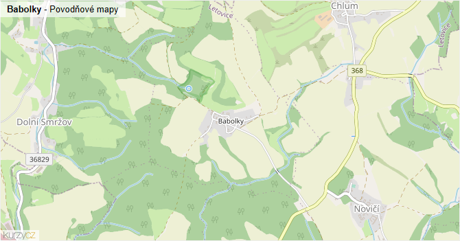Babolky - záplavové mapy stoleté vody