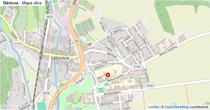 Bártova - mapa ulice