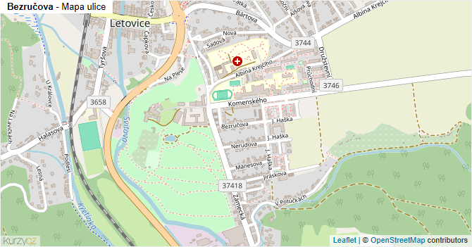 Bezručova - mapa ulice