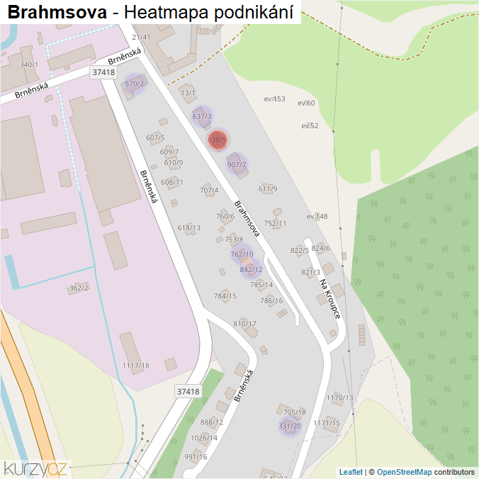 Mapa Brahmsova - Firmy v ulici.