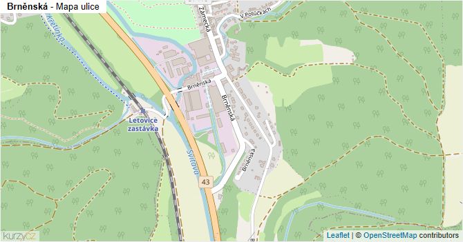 Brněnská - mapa ulice