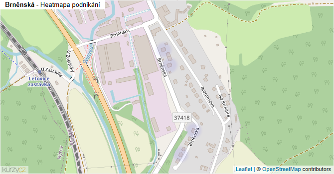 Brněnská - mapa podnikání