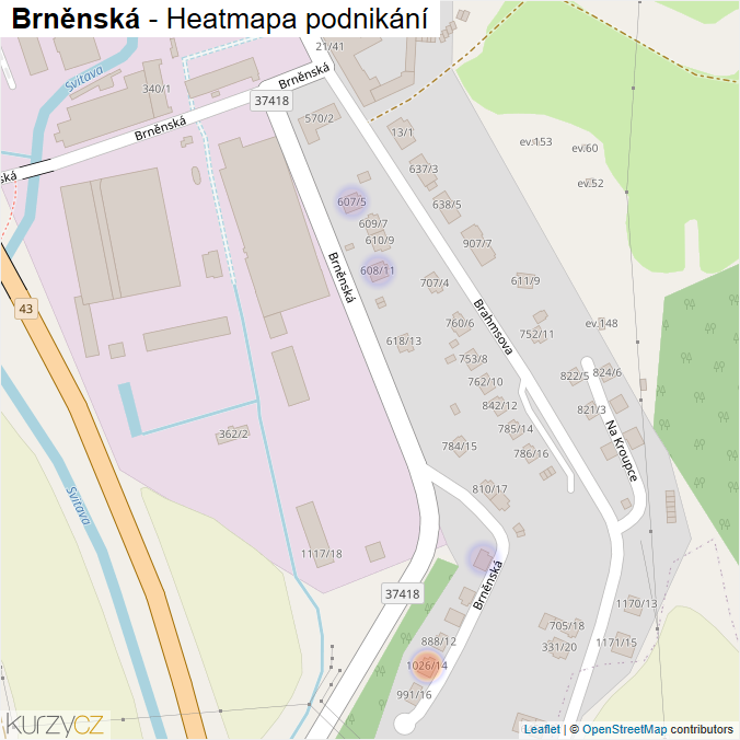 Mapa Brněnská - Firmy v ulici.