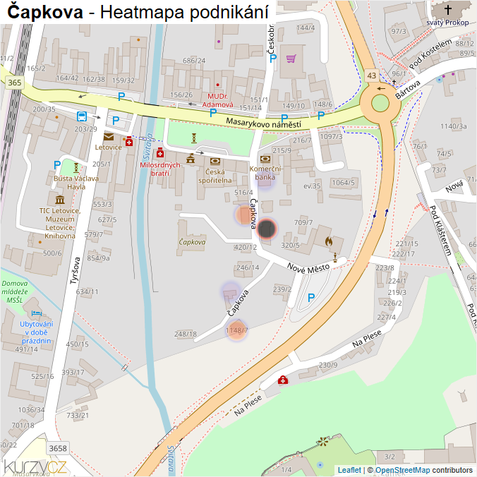 Mapa Čapkova - Firmy v ulici.