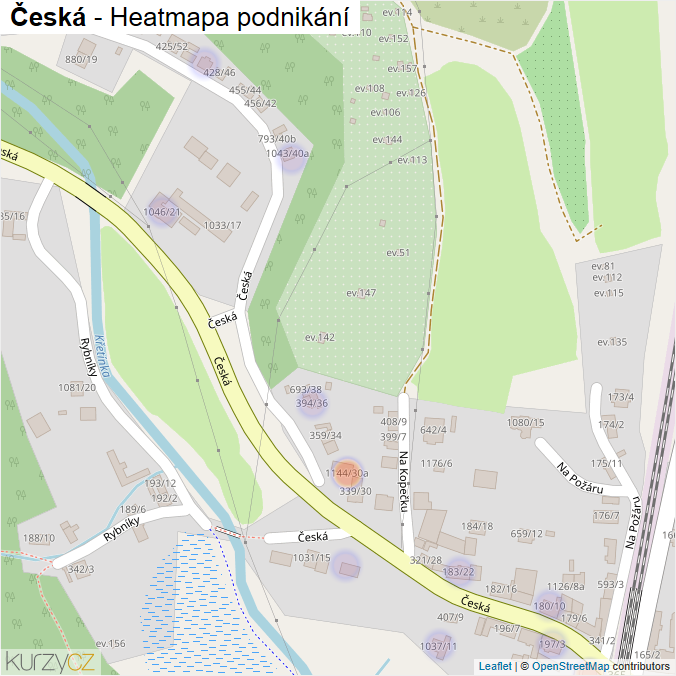 Mapa Česká - Firmy v ulici.