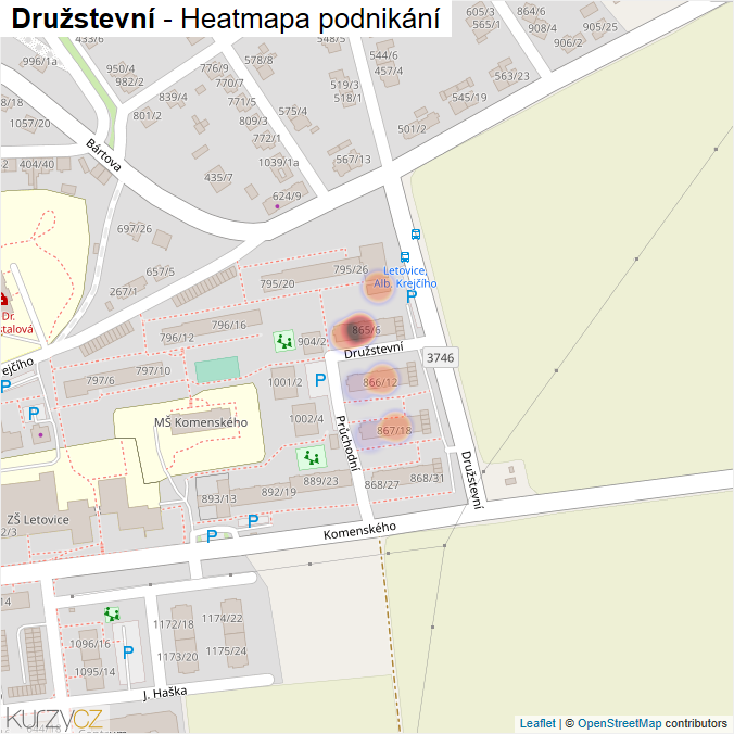 Mapa Družstevní - Firmy v ulici.